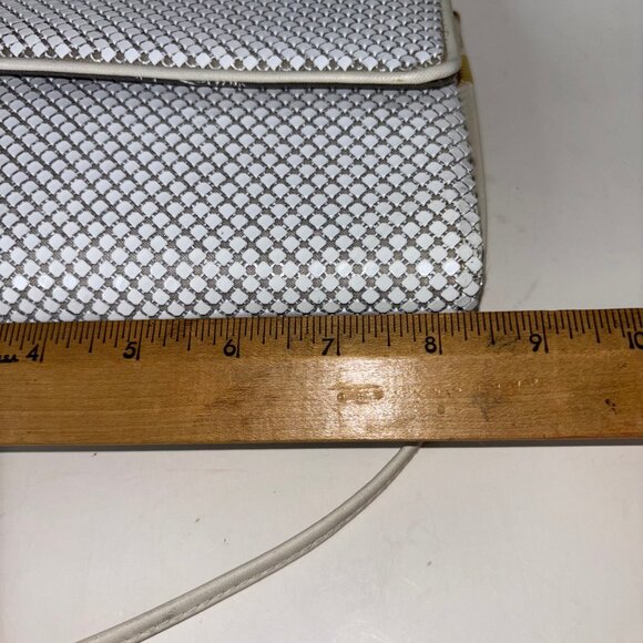 WHITING & DAVIS White Metal Mesh Shoulder Bag Purse Clutch 1980'S - Picture 10 of 15
